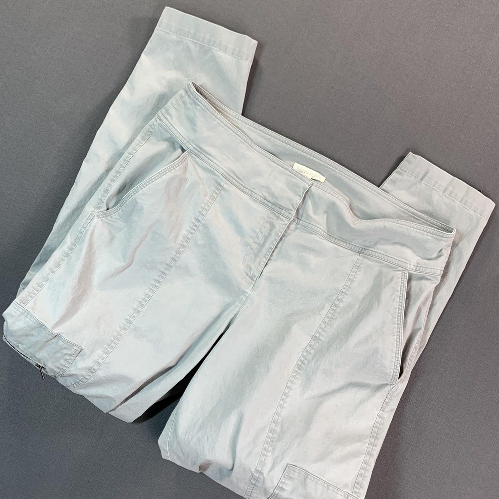 Eileen Fisher Pants Womens S/P (34x28) Gray Cargo Tapered Ankle Zip‎ Stretch